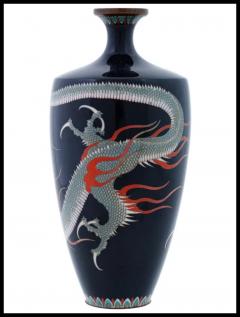 Antique Japanese Meiji Cloisonne Enamel Dragon Vase - 3903273