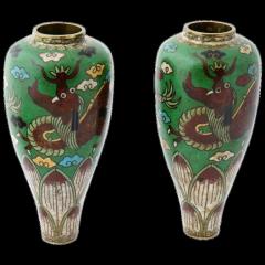 Antique Japanese Meiji Era Cloisonne Enamel Vases - 3904392