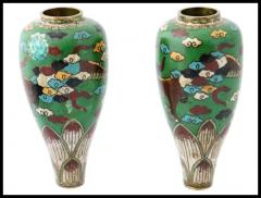 Antique Japanese Meiji Era Cloisonne Enamel Vases - 3904396