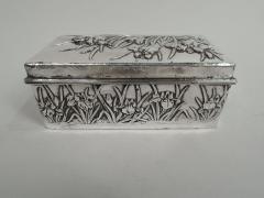 Antique Japanese Meiji Era Silver Box with Iris Flowers - 3754020