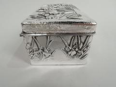 Antique Japanese Meiji Era Silver Box with Iris Flowers - 3754024