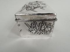 Antique Japanese Meiji Era Silver Box with Iris Flowers - 3754040
