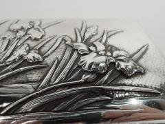 Antique Japanese Meiji Era Silver Box with Iris Flowers - 3754042