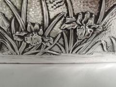 Antique Japanese Meiji Era Silver Box with Iris Flowers - 3754043