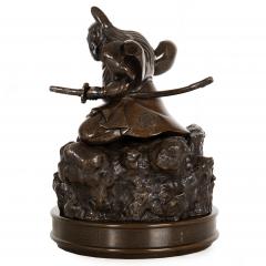 Antique Japanese Meiji Period Bronze Sculpture Okimono of Samurai Warrior - 4522576