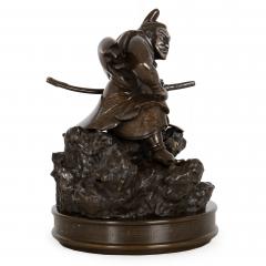 Antique Japanese Meiji Period Bronze Sculpture Okimono of Samurai Warrior - 4522577