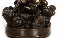 Antique Japanese Meiji Period Bronze Sculpture Okimono of Samurai Warrior - 4522593