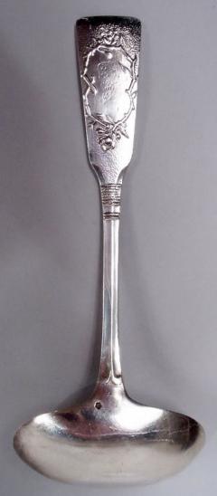 Antique Japanese Meiji Silver Blossoming Branch Sauce Ladle - 3798529