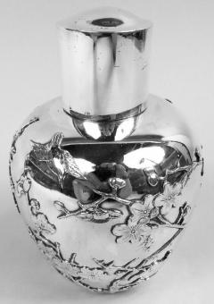 Antique Japanese Meiji Silver Blossoming Branch Tea Caddy - 3987028