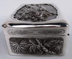 Antique Japanese Meiji Silver Box with Birds Blossoming Branches - 3806961