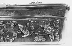 Antique Japanese Meiji Silver Box with Birds Blossoming Branches - 3806981