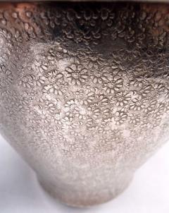 Antique Japanese Meiji Silver Daisy Vase with Applied Gold Flowers - 4337395