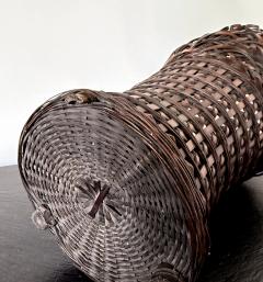 Antique Japanese Smoke Bamboo Basket with Wisteria Root Handle Meiji Period - 4638970