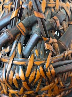 Antique Japanese Smoked Bamboo Basket Ikebana Mingei - 4487355