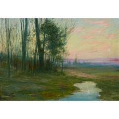 Antique Joseph Henry Hatfield Stream in a Landscape Oil Painting - 3348109