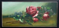 Antique Juan Gil Garcia Floral Still Life Oil Painting on Canvas Silvered Frame - 4432368