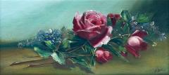 Antique Juan Gil Garcia Floral Still Life Oil Painting on Canvas Silvered Frame - 4434944