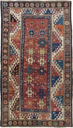 Antique Kazak Borcholo Rug 4 7 x 8 0  - 4332264