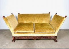 Antique Knole Style Sofa Hand Carved Walnut Silk Velvet c 1900 1920s - 4704130