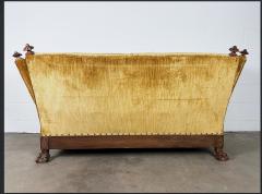 Antique Knole Style Sofa Hand Carved Walnut Silk Velvet c 1900 1920s - 4704133
