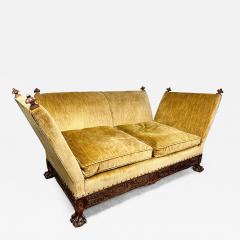 Antique Knole Style Sofa Hand Carved Walnut Silk Velvet c 1900 1920s - 4704290