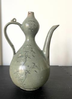 Antique Korean Celadon Ceramic Ewer with Slip Inlay Goryeo Dynasty - 2324785