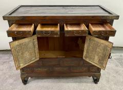 Antique Korean Tansu Butterfly Cabinet or Chest Elm Wood with Brass Inlay - 2917237