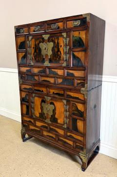 Antique Korean Two Level Storage Chest Ich ung Nong with Persimmon Panels - 4349356
