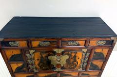 Antique Korean Two Level Storage Chest Ich ung Nong with Persimmon Panels - 4349357