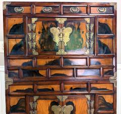 Antique Korean Two Level Storage Chest Ich ung Nong with Persimmon Panels - 4349359