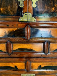 Antique Korean Two Level Storage Chest Ich ung Nong with Persimmon Panels - 4349361