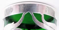 Antique La Pierre American Art Nouveau Green Silver Overlay Vase - 4206278