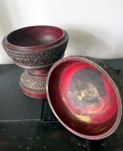 Antique Lacquered Wood Offering Vessel Thailand - 1905183