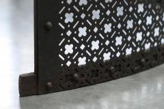 Antique Large Demi Lune Fire Screen in Wrought Iron 19th Century - 4394875