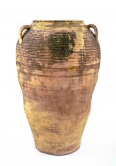 Antique Large Spanish Terracotta Olive Jar With 3 Handles - 4758343