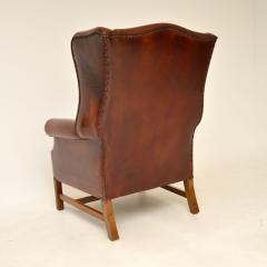 Antique Leather Wing Back Armchair - 3246782
