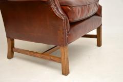 Antique Leather Wing Back Armchair - 3246784