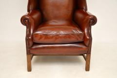 Antique Leather Wing Back Armchair - 3246789