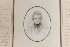 Antique Letters with Central Oval Portrait in a Wooden Frame - 4517336