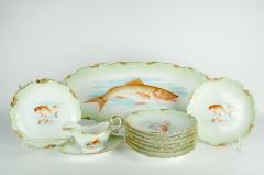 Antique Limoges 13 Pieces Fish Set - 554597