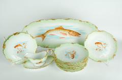 Antique Limoges 13 Pieces Fish Set - 554599