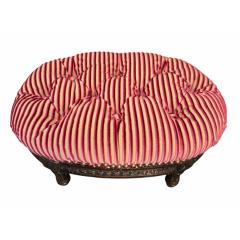 Antique Lions XVI Carved Walnut Silk Velvet Tufted Petite Footstool Ottoman - 4541864