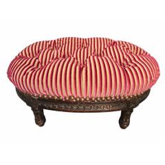Antique Lions XVI Carved Walnut Silk Velvet Tufted Petite Footstool Ottoman - 4541866