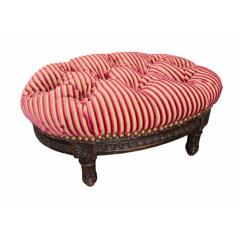 Antique Lions XVI Carved Walnut Silk Velvet Tufted Petite Footstool Ottoman - 4541867