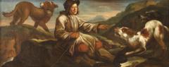 Antique Lombard painting from the 17th century the shepherd with his dogs - 4238005