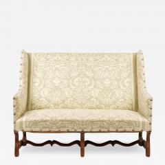 Antique Louis XIV Mahogany Settee W Fortuny Fabric - 3183068
