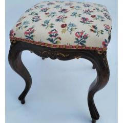 Antique Louis XV French Provincial Floral Upholstered Footstool Ottoman - 3627520