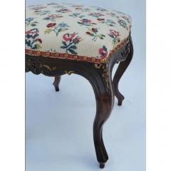 Antique Louis XV French Provincial Floral Upholstered Footstool Ottoman - 3627524