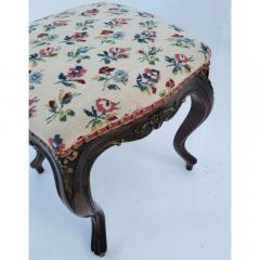 Antique Louis XV French Provincial Floral Upholstered Footstool Ottoman - 3627526