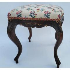 Antique Louis XV French Provincial Floral Upholstered Footstool Ottoman - 3627559